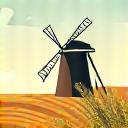 Icoon van lokale windmolen en graan, symbool voor lokaal en duurzaam