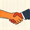Icoon van twee handen die elkaar schudden, symbool voor partnerschap